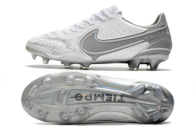 Men's Nike Tiempo Legend 9 Elite FG Football Boots - White/Grey/Silver