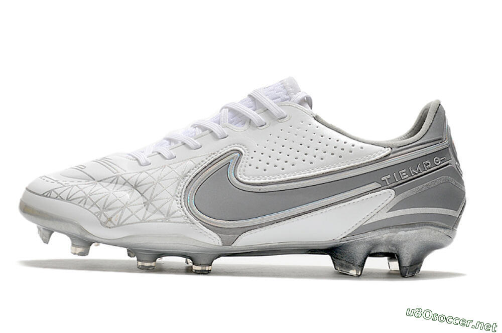 Men's Nike Tiempo Legend 9 Elite FG Football Boots - White/Grey/Silver 0