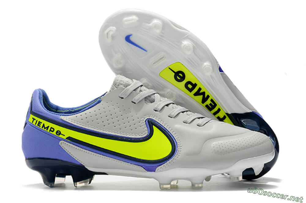 Men's Nike Tiempo Legend 9 Elite FG Football Boots - White/Yellow/Blue 2