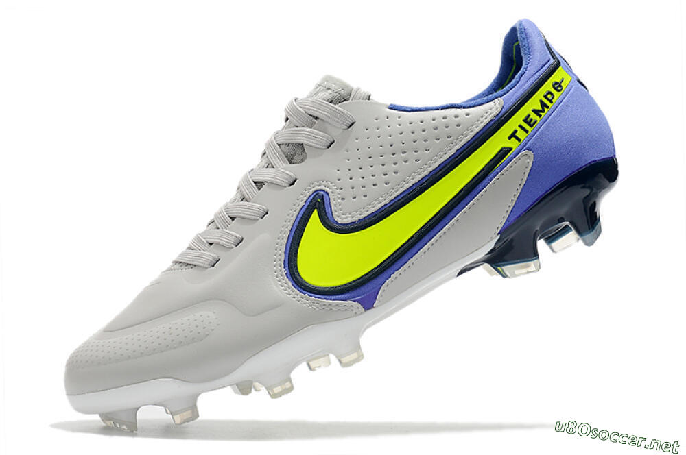 Men's Nike Tiempo Legend 9 Elite FG Football Boots - White/Yellow/Blue 5