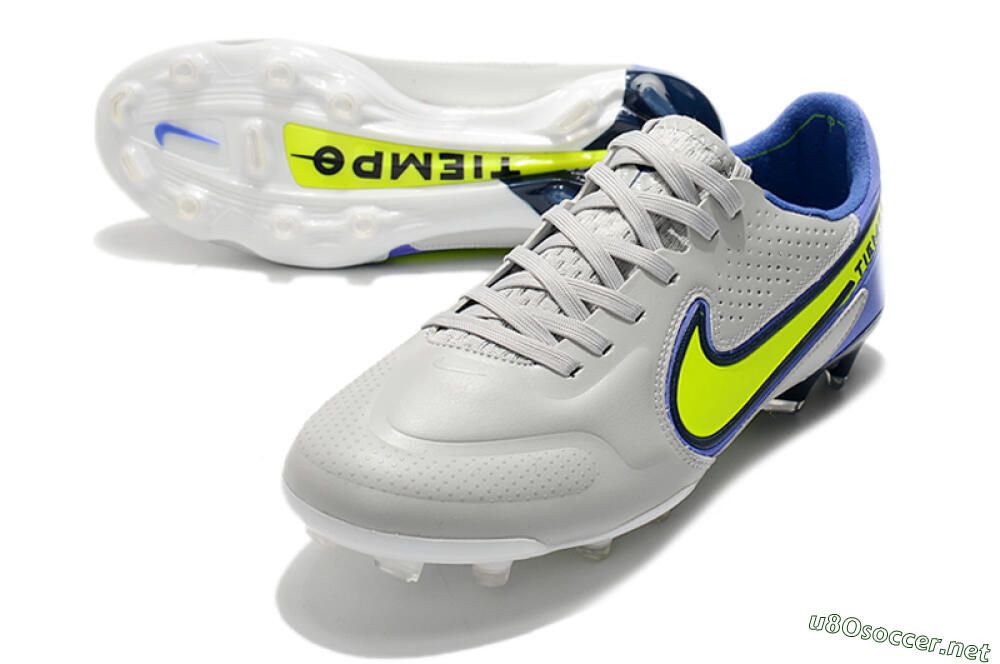 Men's Nike Tiempo Legend 9 Elite FG Football Boots - White/Yellow/Blue 3