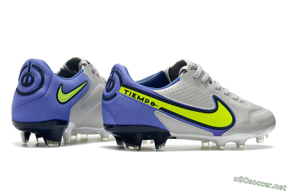 Men's Nike Tiempo Legend 9 Elite FG Football Boots - White/Yellow/Blue 6