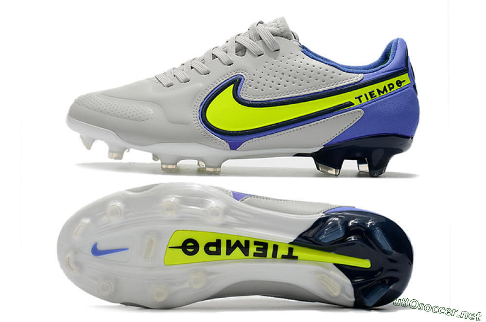 Men's Nike Tiempo Legend 9 Elite FG Football Boots - White/Yellow/Blue 1