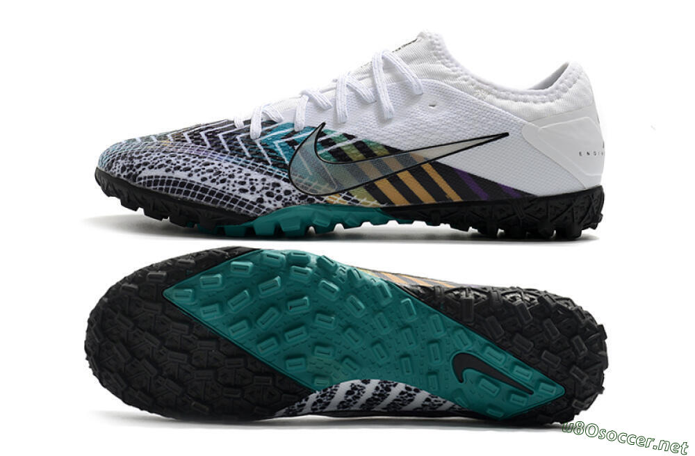 Men's Nike Mercurial Vapor 13 Pro TF Football Shoes - White/Black/Jade 1