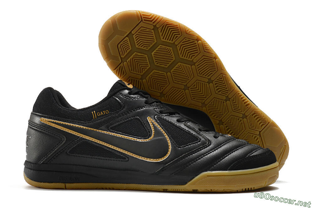 Men's Supreme x Nike SB Gato IC Football Shoes - Black/Brown 2