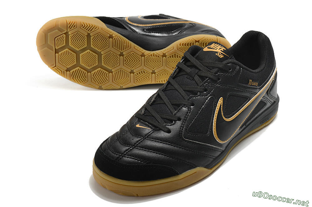 Men's Supreme x Nike SB Gato IC Football Shoes - Black/Brown 3