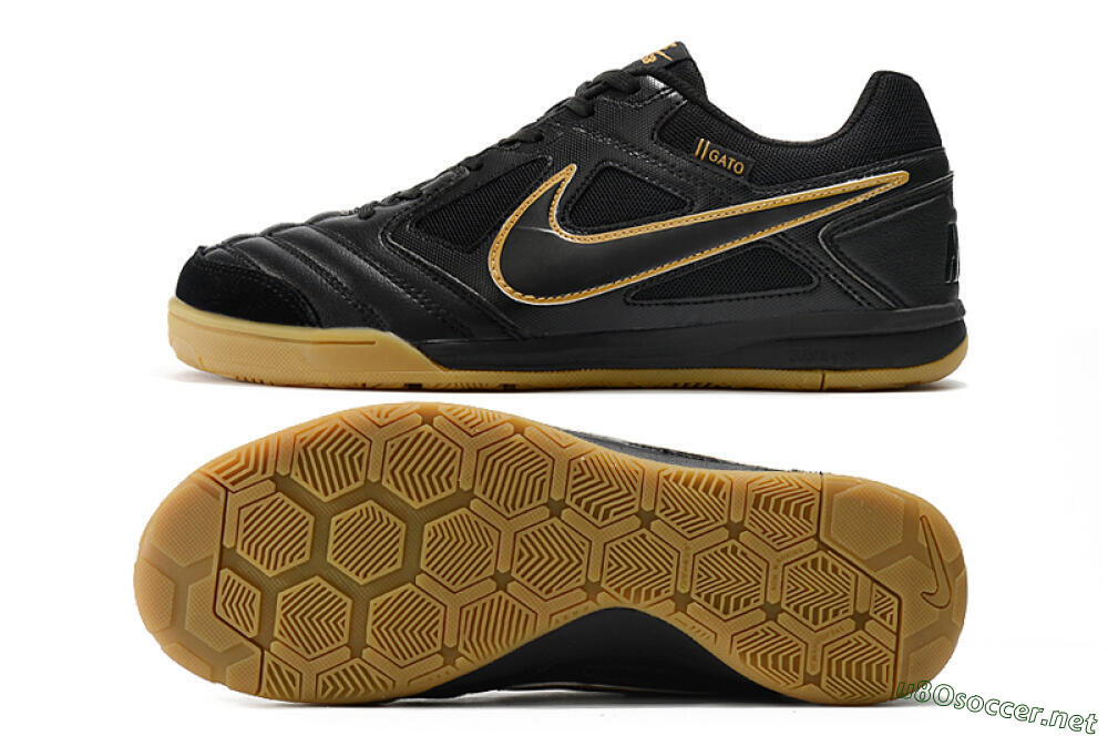 Men's Supreme x Nike SB Gato IC Football Shoes - Black/Brown 1
