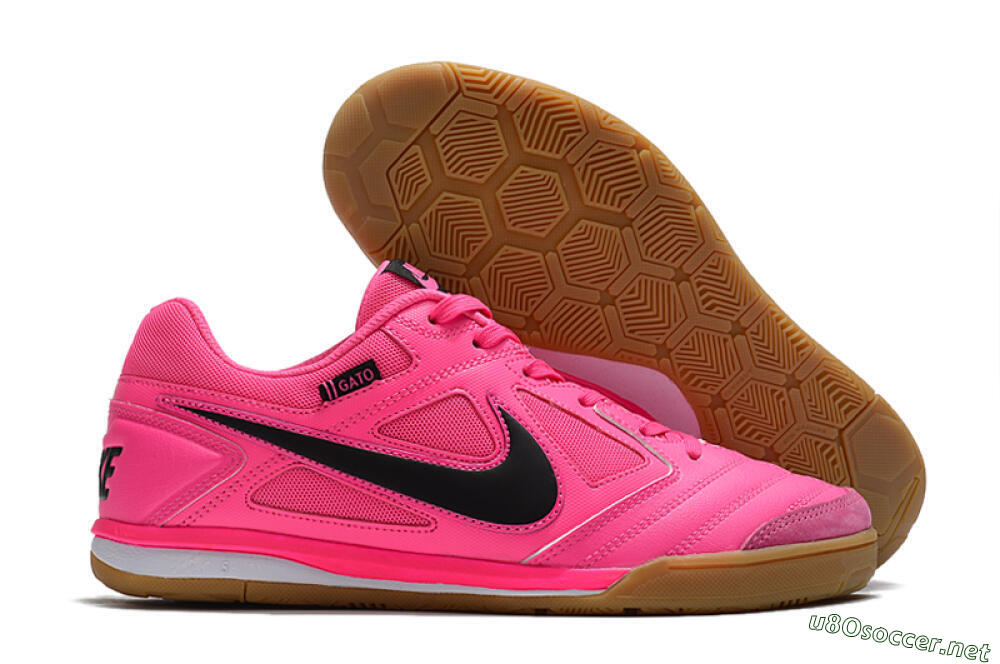 Men's Supreme x Nike SB Gato IC Football Shoes - Pink/Black/White 2