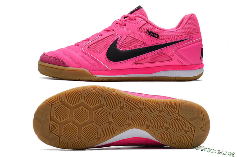 Men's Supreme x Nike SB Gato IC Football Shoes - Pink/Black/White 1