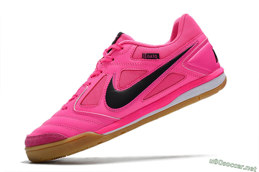 Men's Supreme x Nike SB Gato IC Football Shoes - Pink/Black/White 5