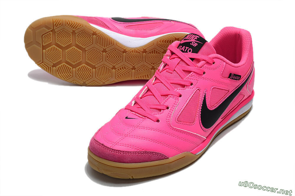 Men's Supreme x Nike SB Gato IC Football Shoes - Pink/Black/White 3