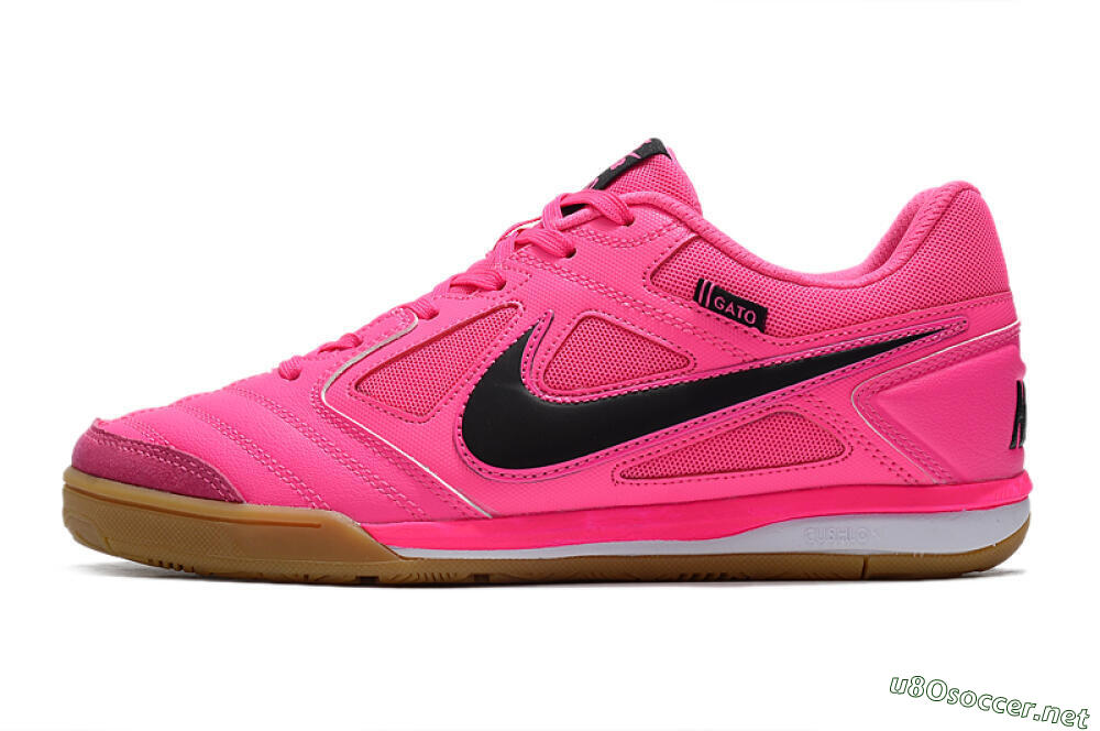 Men's Supreme x Nike SB Gato IC Football Shoes - Pink/Black/White 0