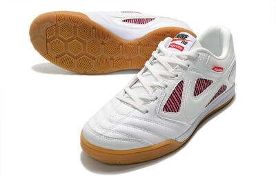 Men's Supreme x Nike SB Gato IC Football Shoes - White/Red/Brown