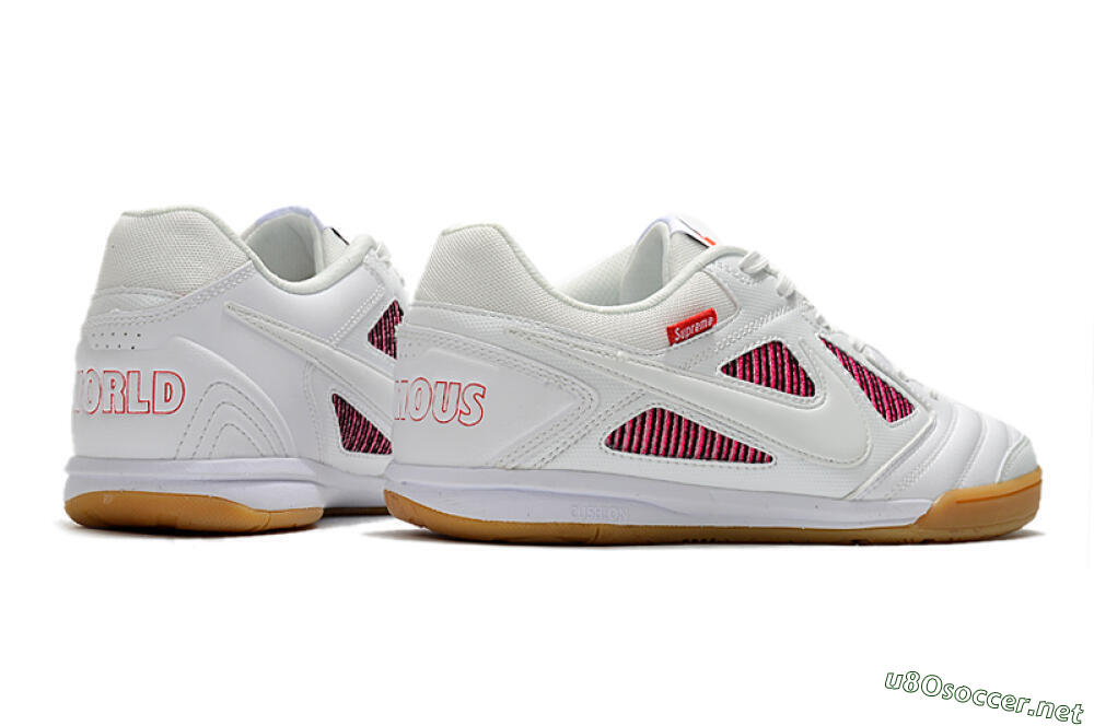 Men's Supreme x Nike SB Gato IC Football Shoes - White/Red/Brown 6