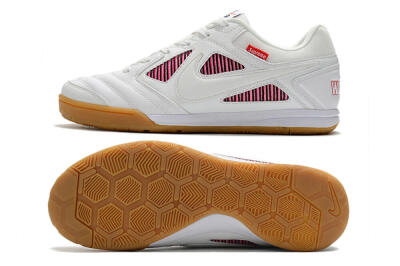 Men's Supreme x Nike SB Gato IC Football Shoes - White/Red/Brown