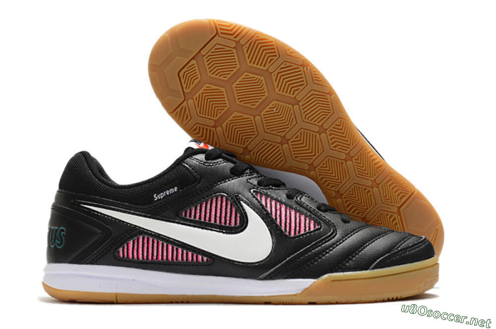 Men's Supreme x Nike SB Gato IC Football Shoes - Black/White/Red 2