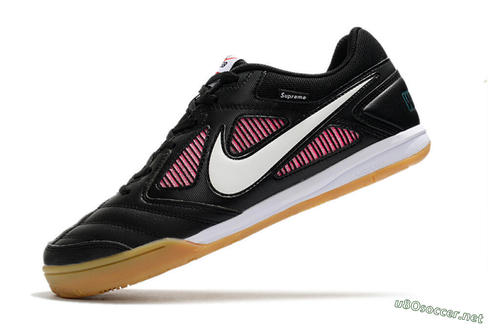 Men's Supreme x Nike SB Gato IC Football Shoes - Black/White/Red 5
