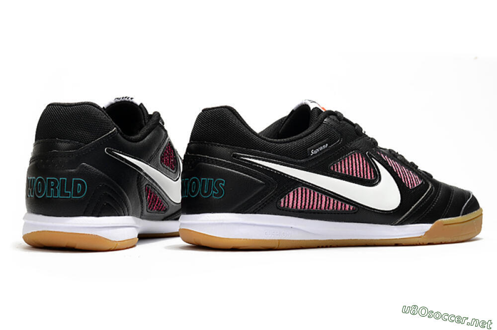 Men's Supreme x Nike SB Gato IC Football Shoes - Black/White/Red 6