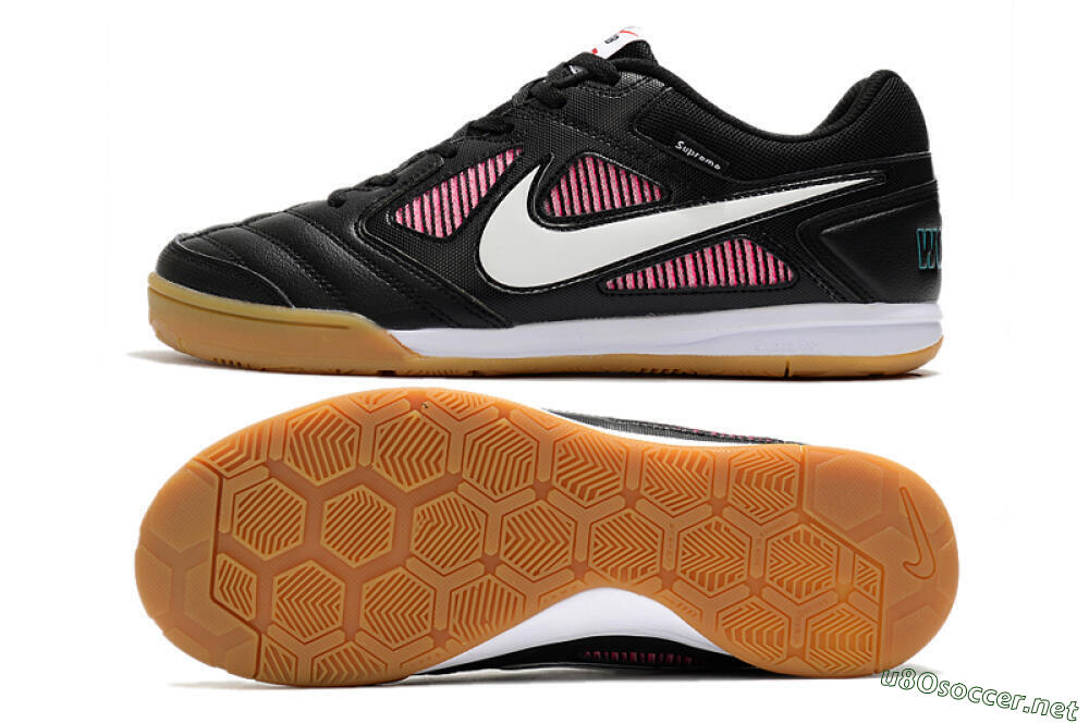 Men's Supreme x Nike SB Gato IC Football Shoes - Black/White/Red 1