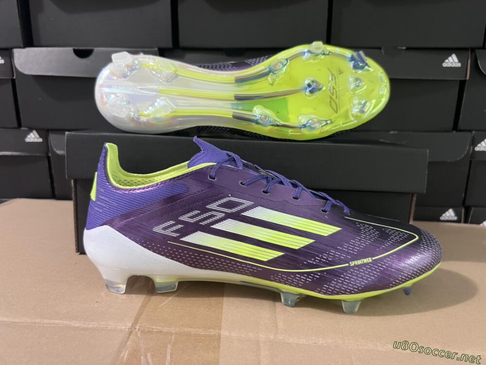 Men's Adidas F50 Adizero FG Football Boots - Purple/Yellow/White