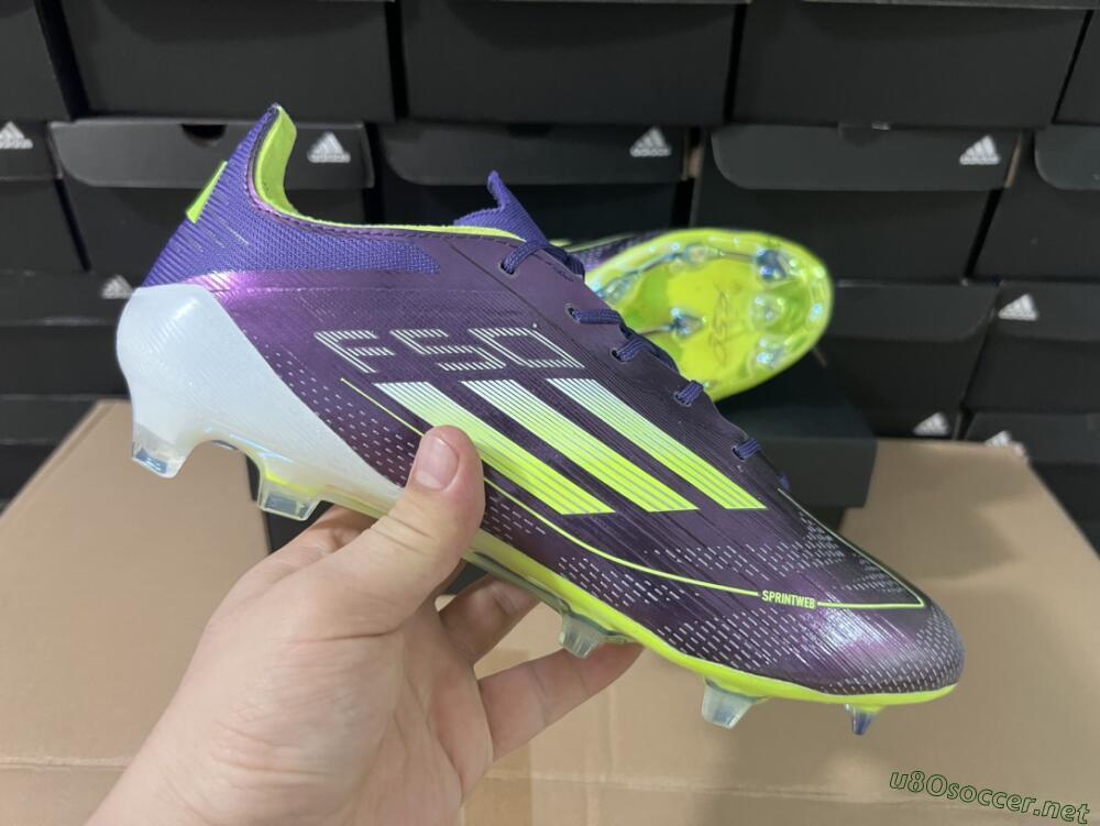 Men's Adidas F50 Adizero FG Football Boots - Purple/Yellow/White