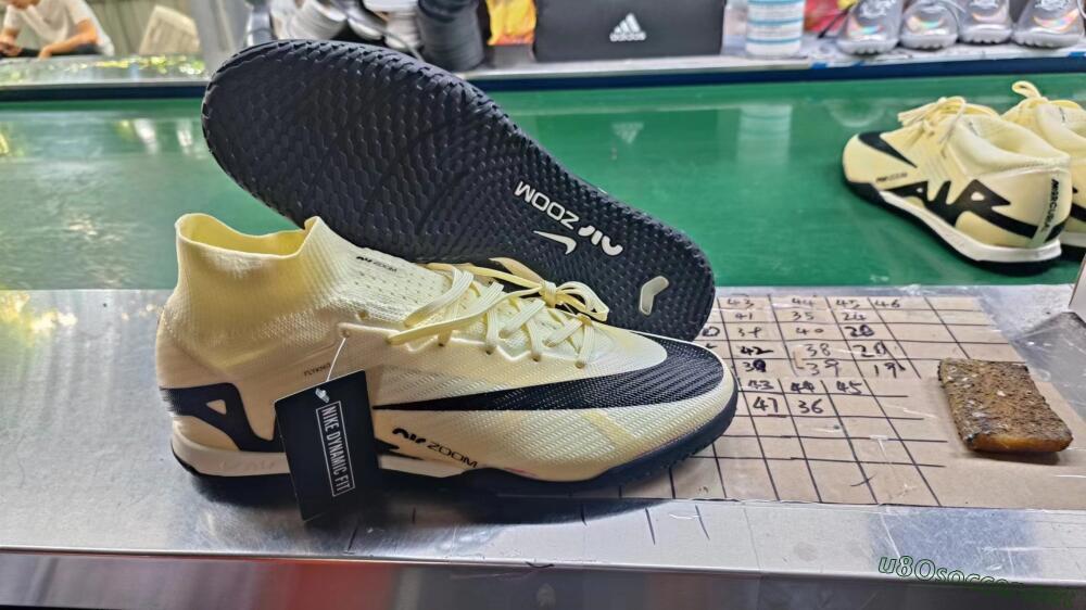 Men's Nike Air Zoom Mercurial Superfly 9 Elite IC Football Shoes - Beige/Black/White