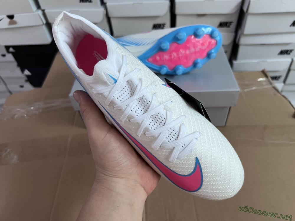 Unisex Nike Air Zoom Mercurial Vapor 16 Elite AG Football Boots - White/Pink/Blue