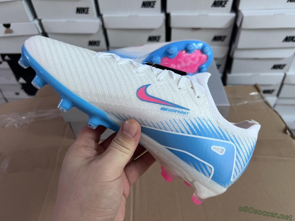 Unisex Nike Air Zoom Mercurial Vapor 16 Elite AG Football Boots - White/Pink/Blue