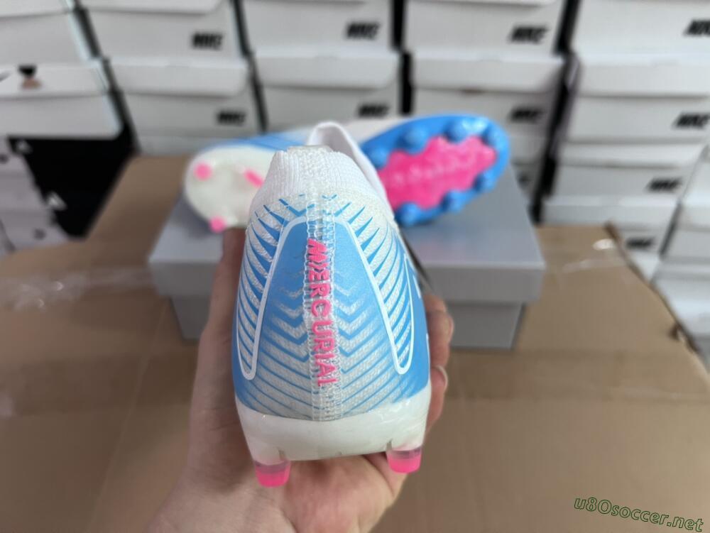 Unisex Nike Air Zoom Mercurial Vapor 16 Elite AG Football Boots - White/Pink/Blue