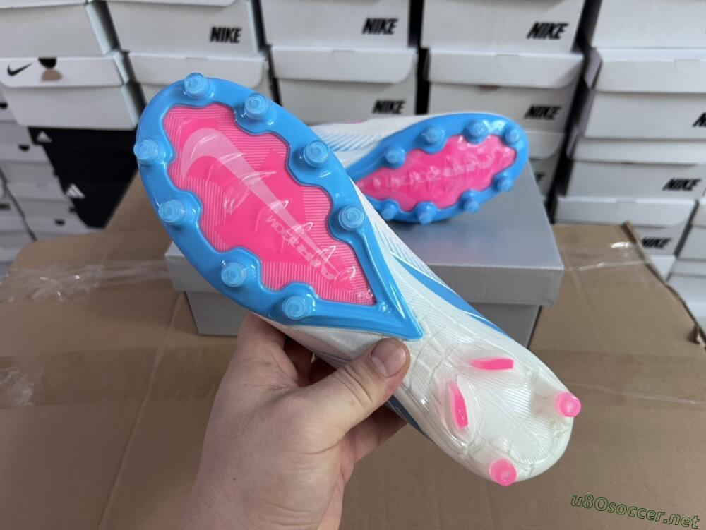 Unisex Nike Air Zoom Mercurial Vapor 16 Elite AG Football Boots - White/Pink/Blue