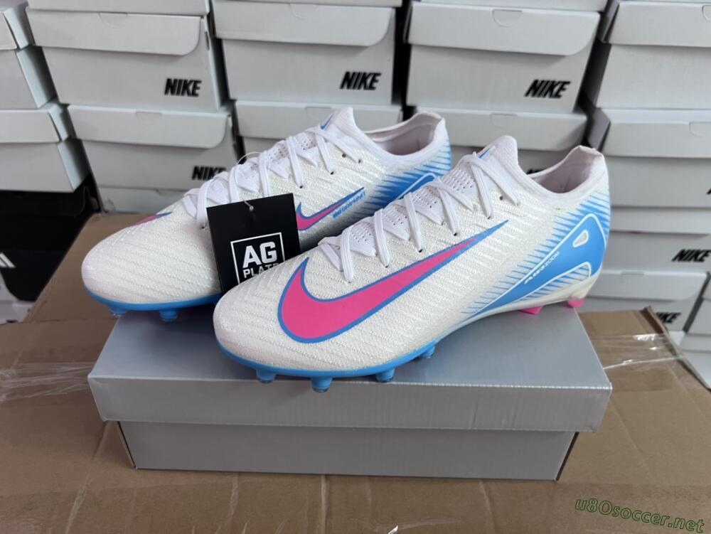 Unisex Nike Air Zoom Mercurial Vapor 16 Elite AG Football Boots - White/Pink/Blue