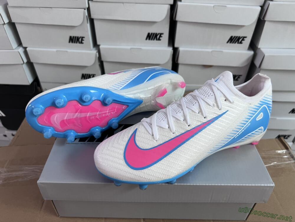 Unisex Nike Air Zoom Mercurial Vapor 16 Elite AG Football Boots - White/Pink/Blue