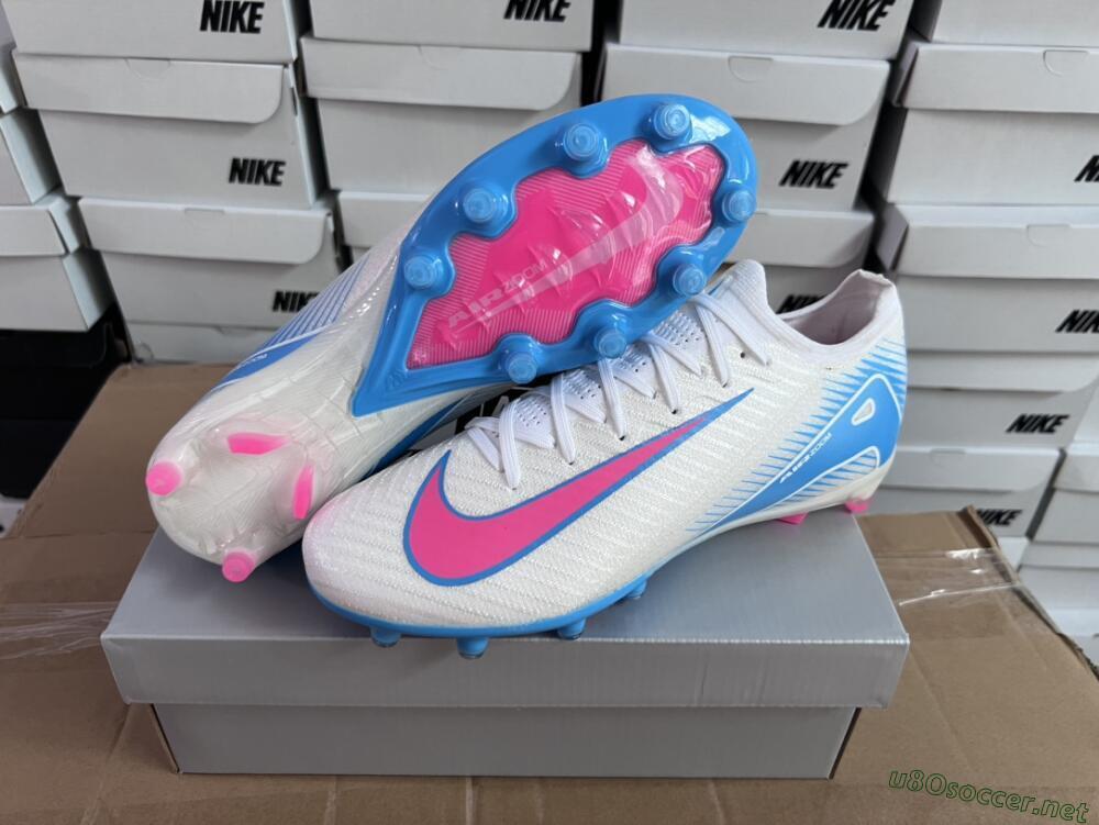Unisex Nike Air Zoom Mercurial Vapor 16 Elite AG Football Boots - White/Pink/Blue