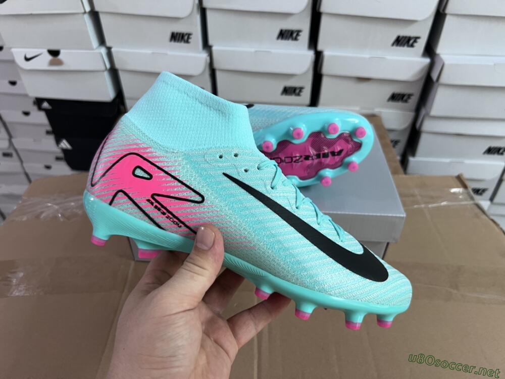 Unisex Nike Air Zoom Mercurial Superfly 10 Elite AG Football Boots - Green/Pink/Black