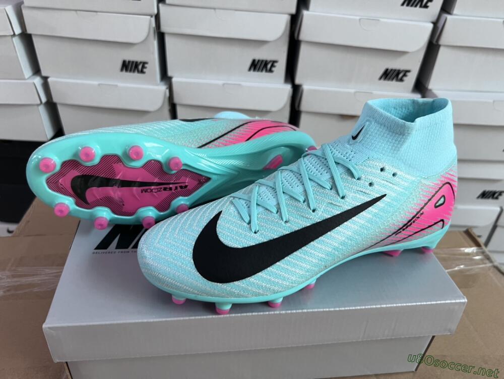 Unisex Nike Air Zoom Mercurial Superfly 10 Elite AG Football Boots - Green/Pink/Black