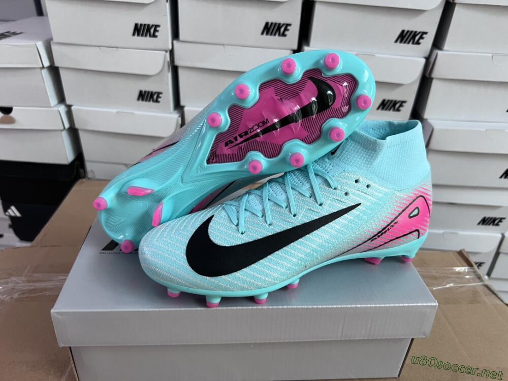 Unisex Nike Air Zoom Mercurial Superfly 10 Elite AG Football Boots - Green/Pink/Black