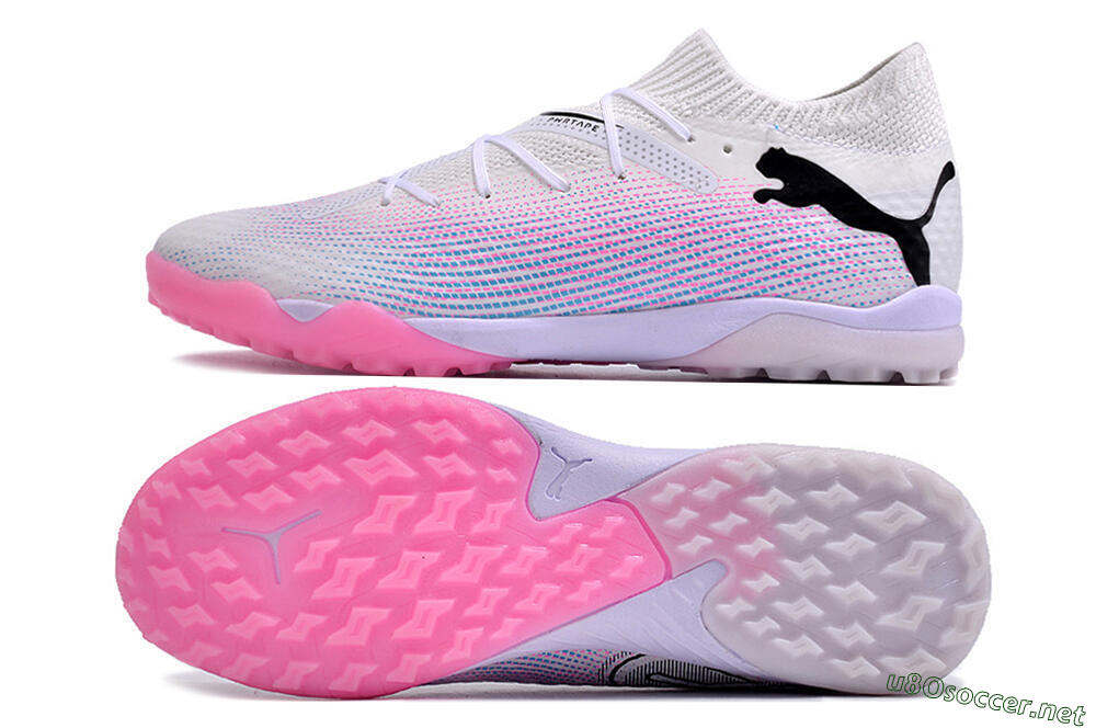 Men's Puma Future 7 Ultimate TF Football Shoes - White/Pink/Blue/Black 1