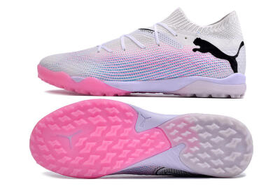 Men's Puma Future 7 Ultimate TF Football Shoes - White/Pink/Blue/Black