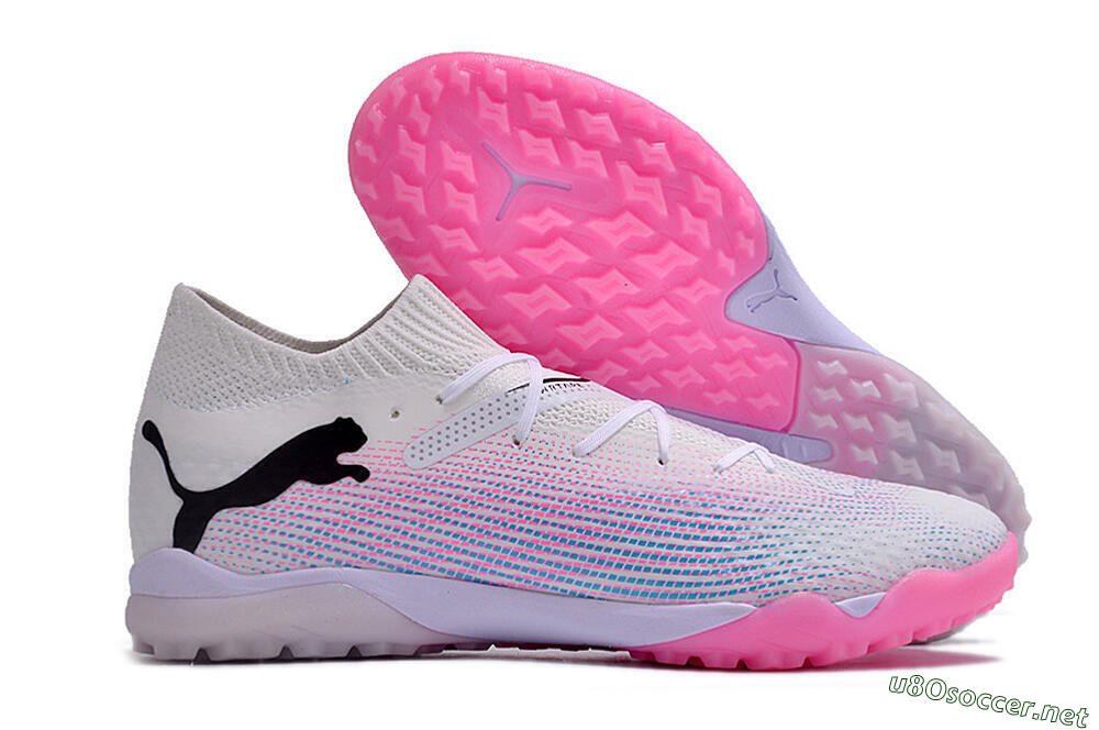 Men's Puma Future 7 Ultimate TF Football Shoes - White/Pink/Blue/Black 2