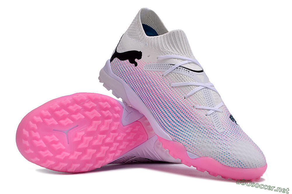 Men's Puma Future 7 Ultimate TF Football Shoes - White/Pink/Blue/Black 0