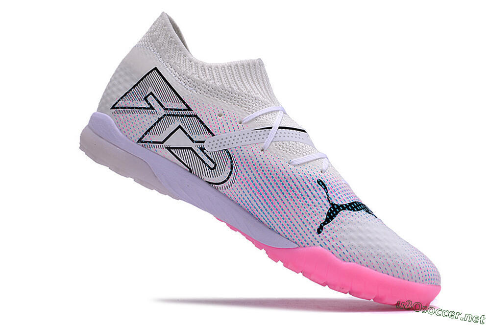 Men's Puma Future 7 Ultimate TF Football Shoes - White/Pink/Blue/Black 3