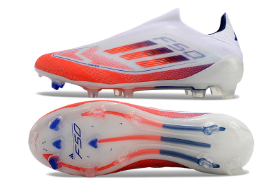 Men's Adidas F50 Elite Laceless FG Football Boots - White/Red/Blue