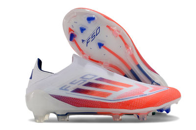 Men's Adidas F50 Elite Laceless FG Football Boots - White/Red/Blue