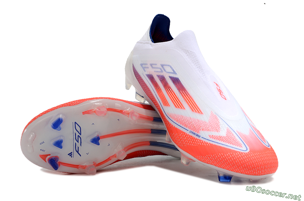 Men's Adidas F50 Elite Laceless FG Football Boots - White/Red/Blue 0