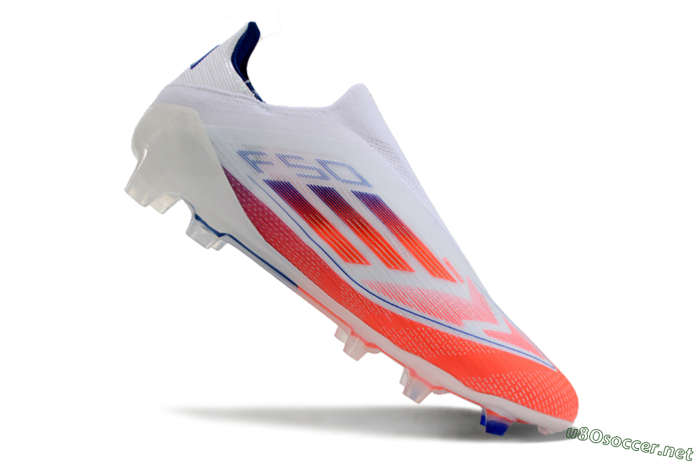 Men's Adidas F50 Elite Laceless FG Football Boots - White/Red/Blue 3