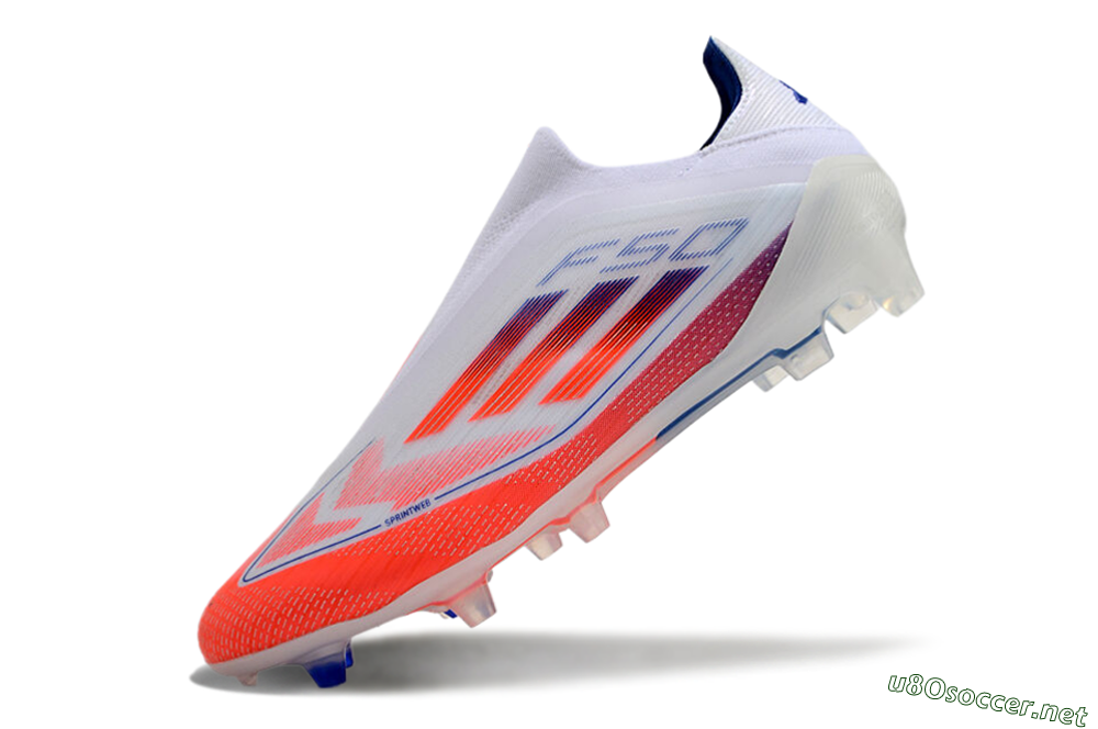 Men's Adidas F50 Elite Laceless FG Football Boots - White/Red/Blue 4