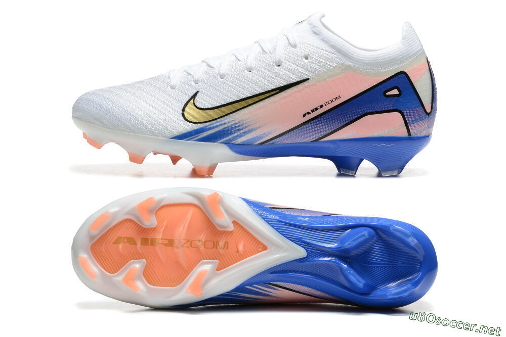 Unisex Nike Air Zoom Mercurial Vapor 16 Elite FG Football Boots - White/Gold/Pink/Blue 1