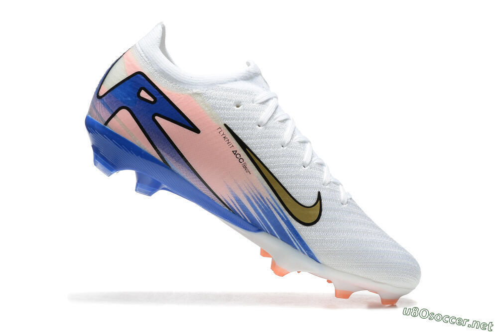 Unisex Nike Air Zoom Mercurial Vapor 16 Elite FG Football Boots - White/Gold/Pink/Blue 4