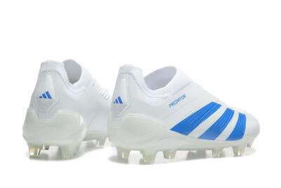 Men's Adidas Predator Elite Laceless FG Football Boots - White/Blue