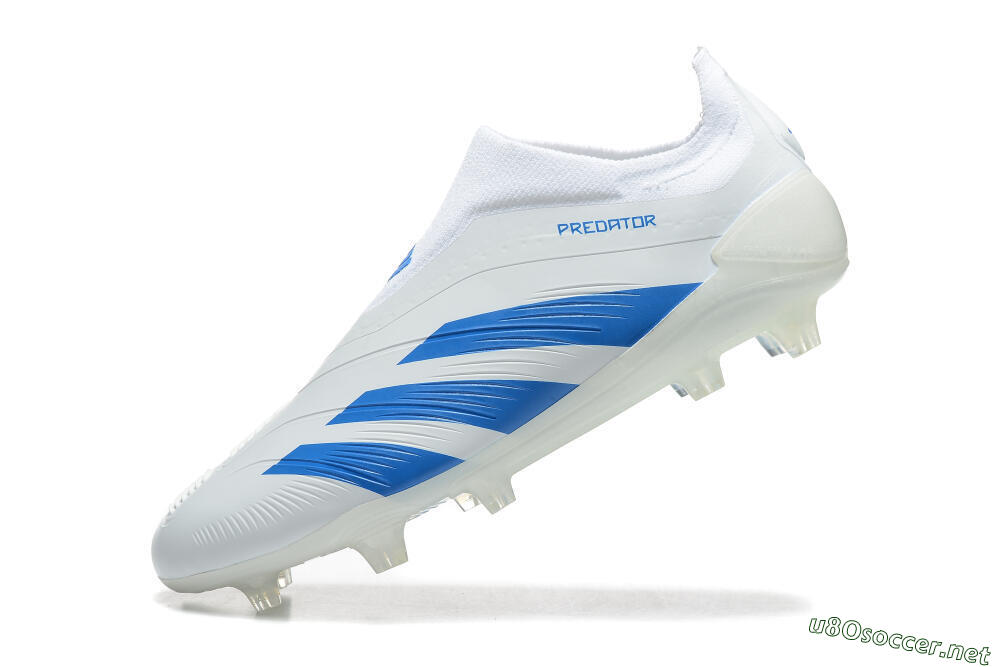 Men's Adidas Predator Elite Laceless FG Football Boots - White/Blue 5